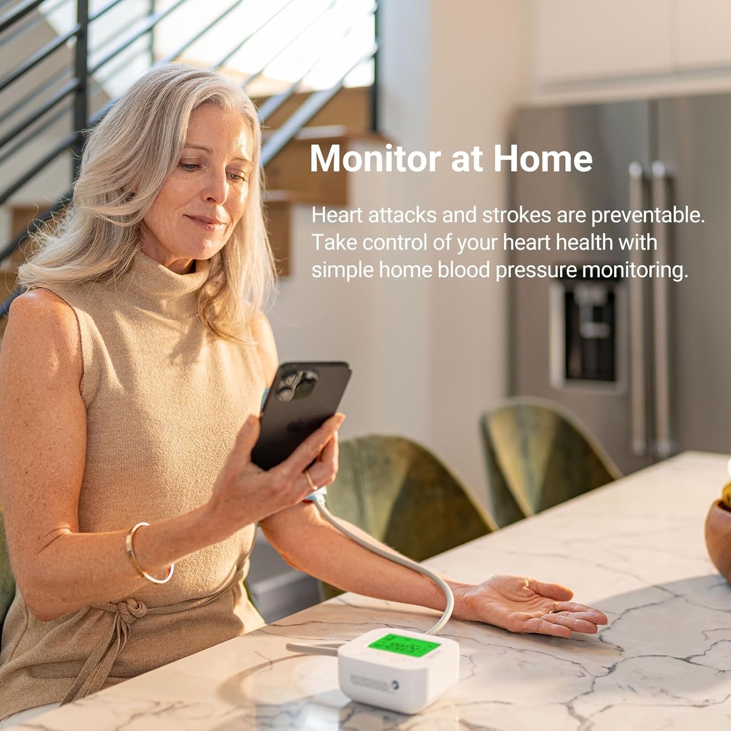Track Smart Upper Arm Blood Pressure Monitor with Wide Range Cuff That Fits Standard to Large Adult Arms, Bluetooth Compatible for Ios & Android Devices