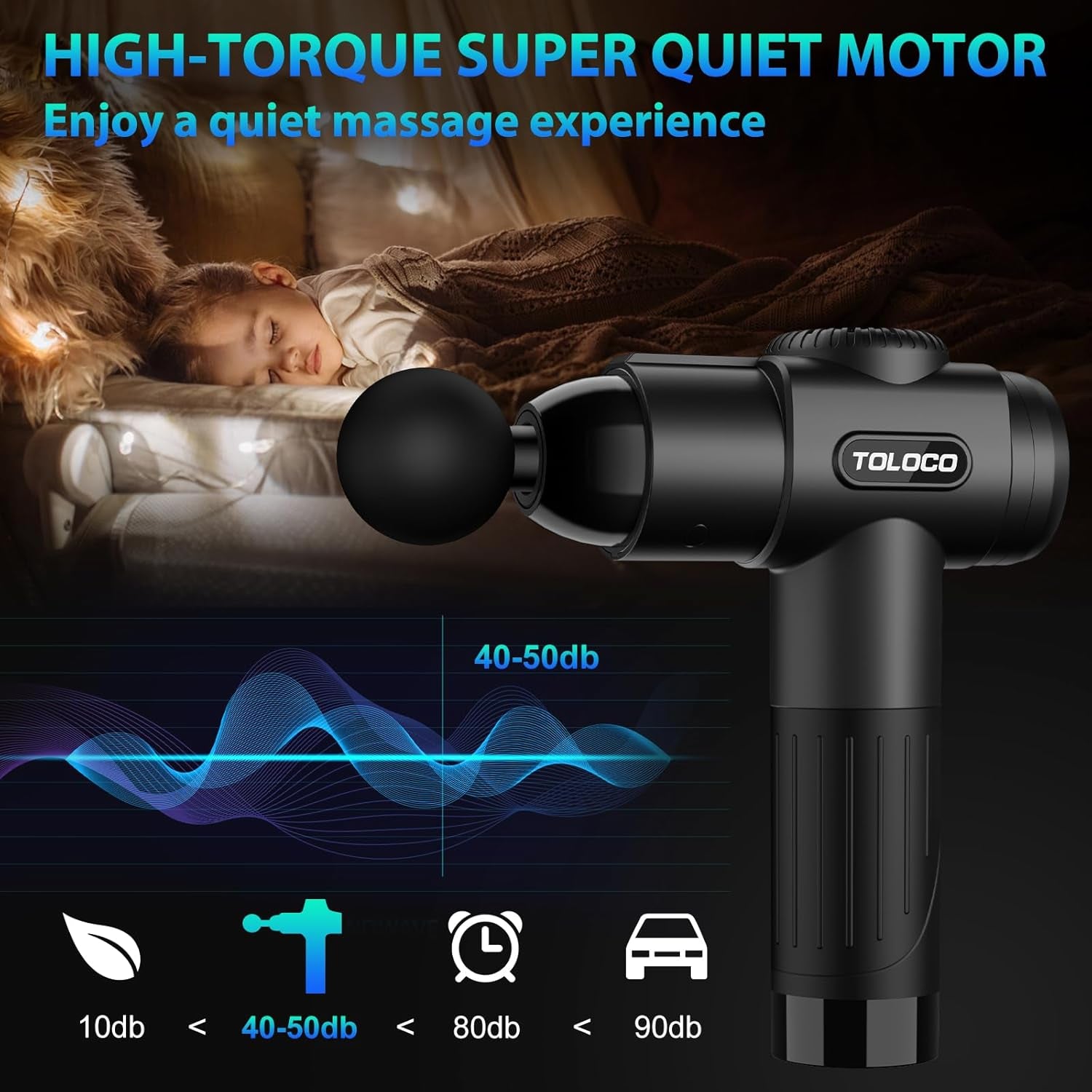 Massage Gun, Deep Tissue Back Massage for Athletes for Pain Relief, Percussion Massager with 10 Massages Heads & Silent Brushless Motor, Fathers Day Dad Gifts, Black
