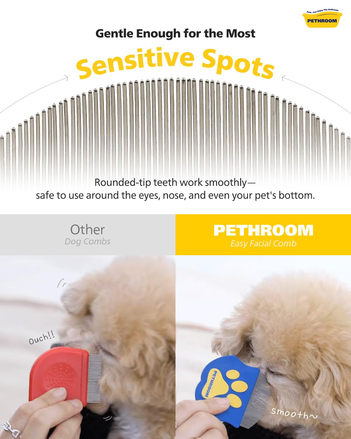 Professional Eye Comb for Pets | Stainless Steel Tear Stain Remover for Cats & Dogs | Gentle Round-Head Grooming Tool | Compact & Portable for Eye Gunk Removal