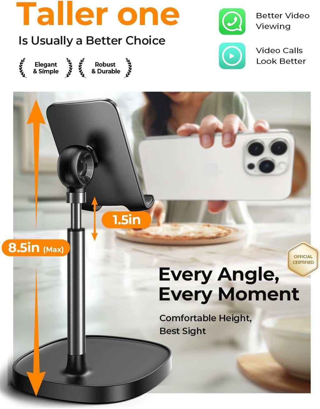 Cell Phone Stand Phone Holder for Desk Office Decor, Office Desk Accessories Women PC Gaming Essentials Iphone Stand Gadgets Men Gift for Father Fit Otterbox Case Switch Ipad Air Tablet 4-10 In