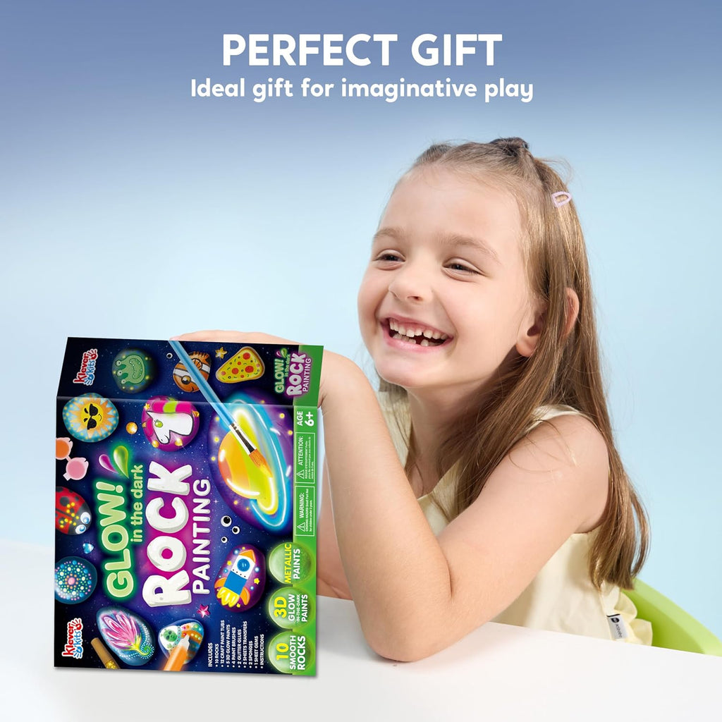 Rock Painting Kit- Glow in the Dark Rock Kit, Arts and Crafts for Kids Ages 6-12, Art Supplies Toy, Kids Craft Paint Kits, Arts & Crafts for Boys Girls Birthday Party Gift Toy