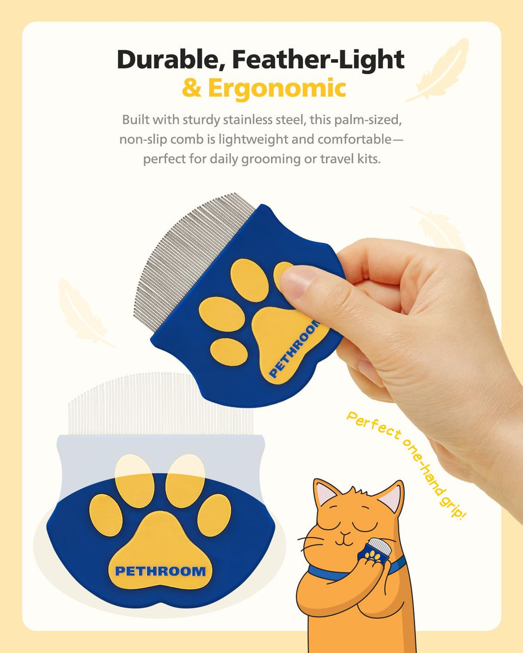 Professional Eye Comb for Pets | Stainless Steel Tear Stain Remover for Cats & Dogs | Gentle Round-Head Grooming Tool | Compact & Portable for Eye Gunk Removal