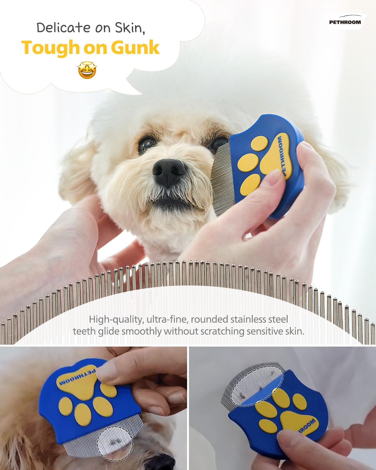 Professional Eye Comb for Pets | Stainless Steel Tear Stain Remover for Cats & Dogs | Gentle Round-Head Grooming Tool | Compact & Portable for Eye Gunk Removal