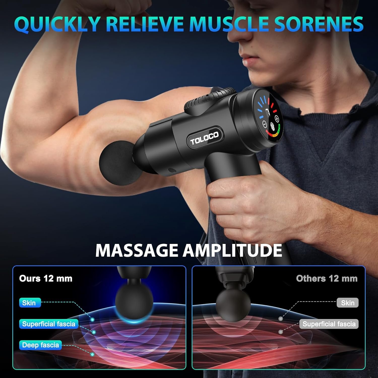 Massage Gun, Deep Tissue Back Massage for Athletes for Pain Relief, Percussion Massager with 10 Massages Heads & Silent Brushless Motor, Fathers Day Dad Gifts, Black