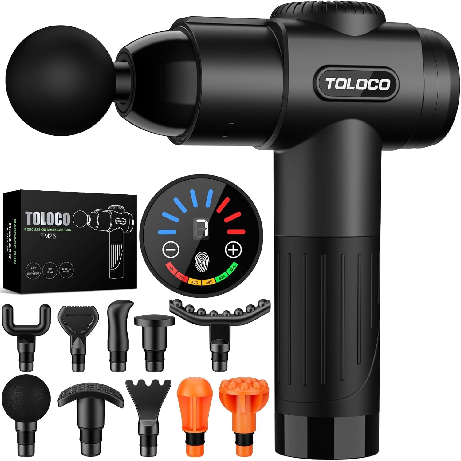 Massage Gun, Deep Tissue Back Massage for Athletes for Pain Relief, Percussion Massager with 10 Massages Heads & Silent Brushless Motor, Fathers Day Dad Gifts, Black