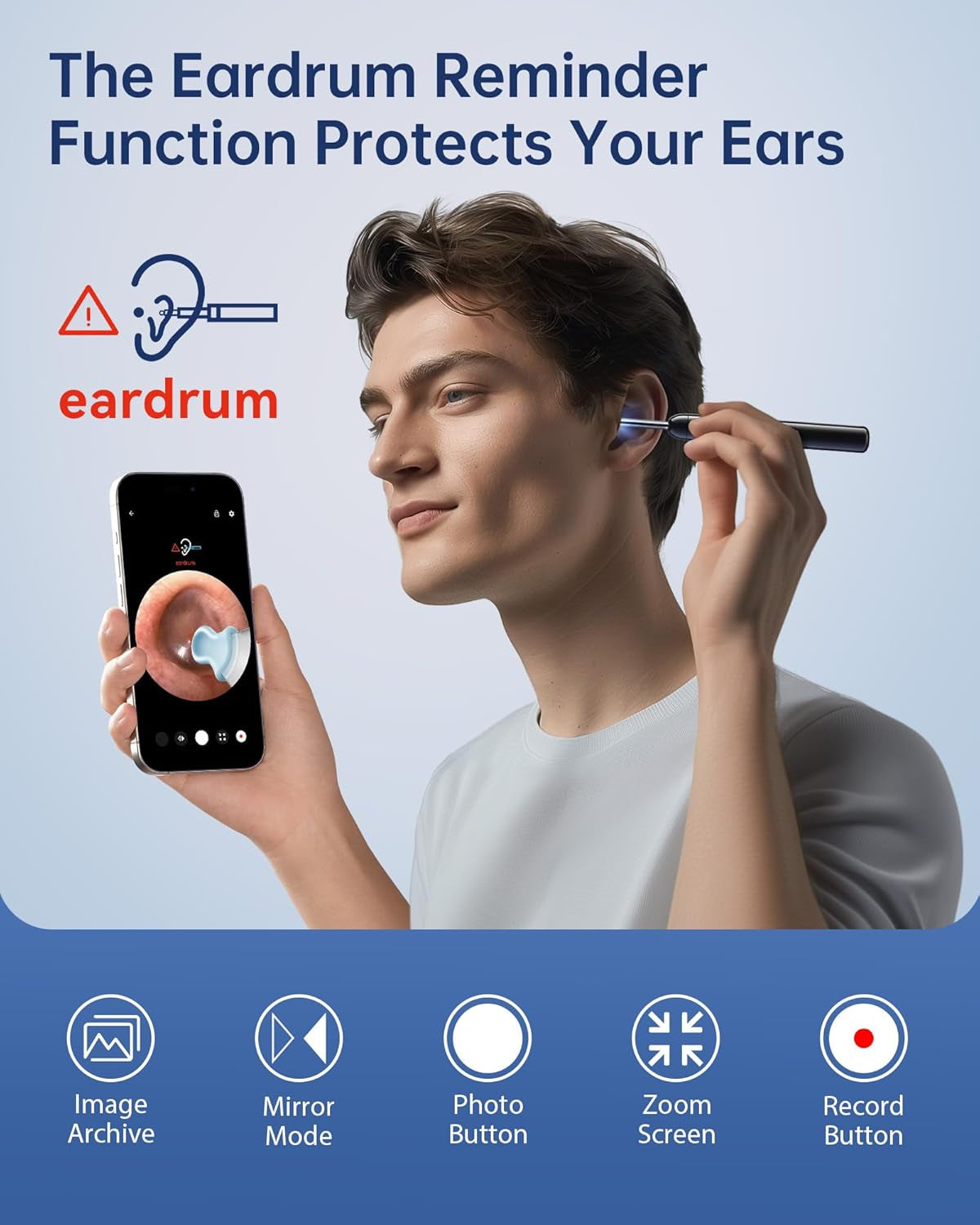 Ear Wax Removal, 1080P HD Scope and 6 LED Lights, Ear Cleaner with Camera, Ear Cleaning Kit - Earwax Remover Tool with 5 Spoon (Onyx)