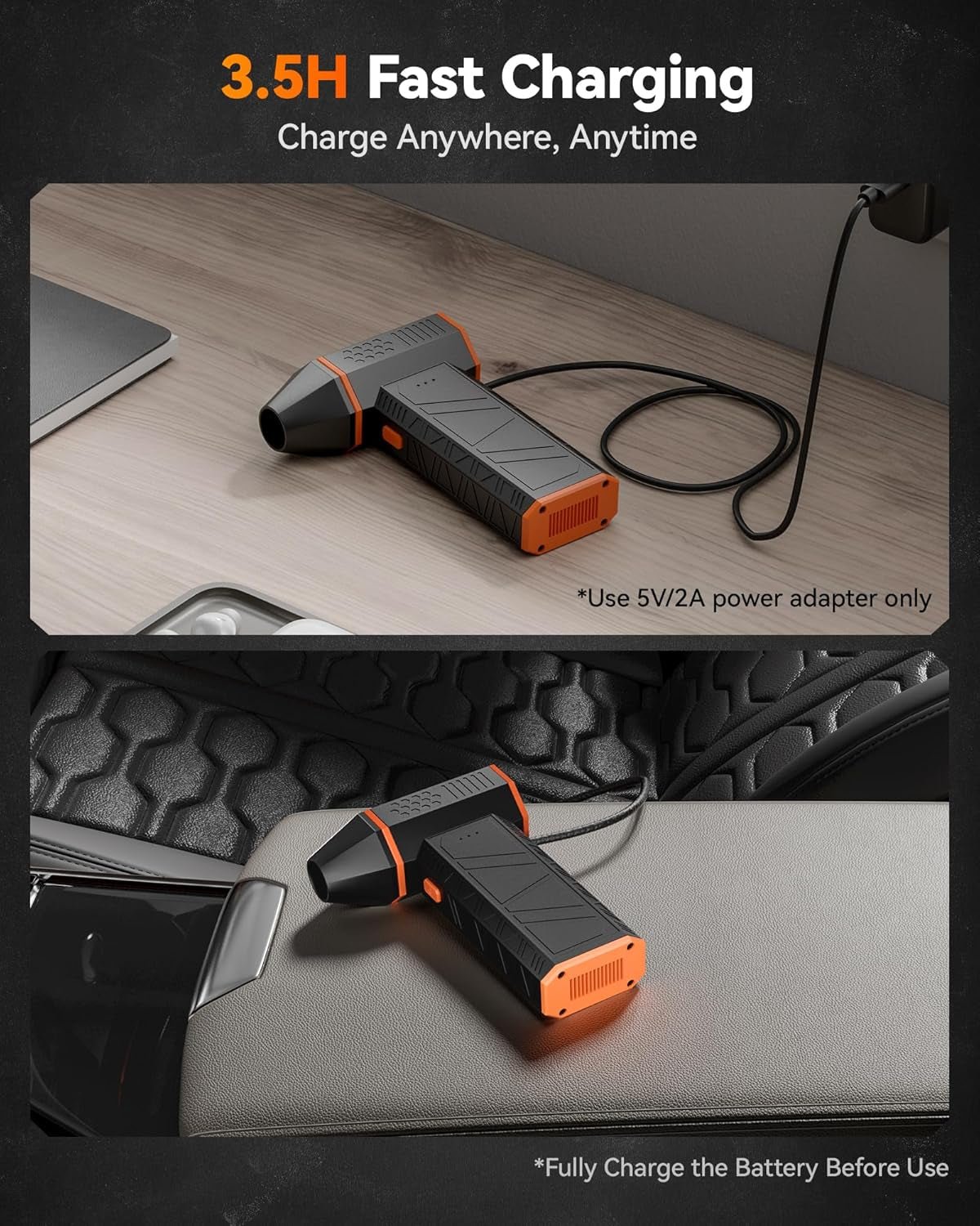 Megaflow 50 Compressed Air Duster-110000Rpm Super Power Electric Air Duster, 3-Gear Adjustable Mini Blower with Fast Charging, Dust Blower for Computer, Keyboard, House, Outdoor and Car