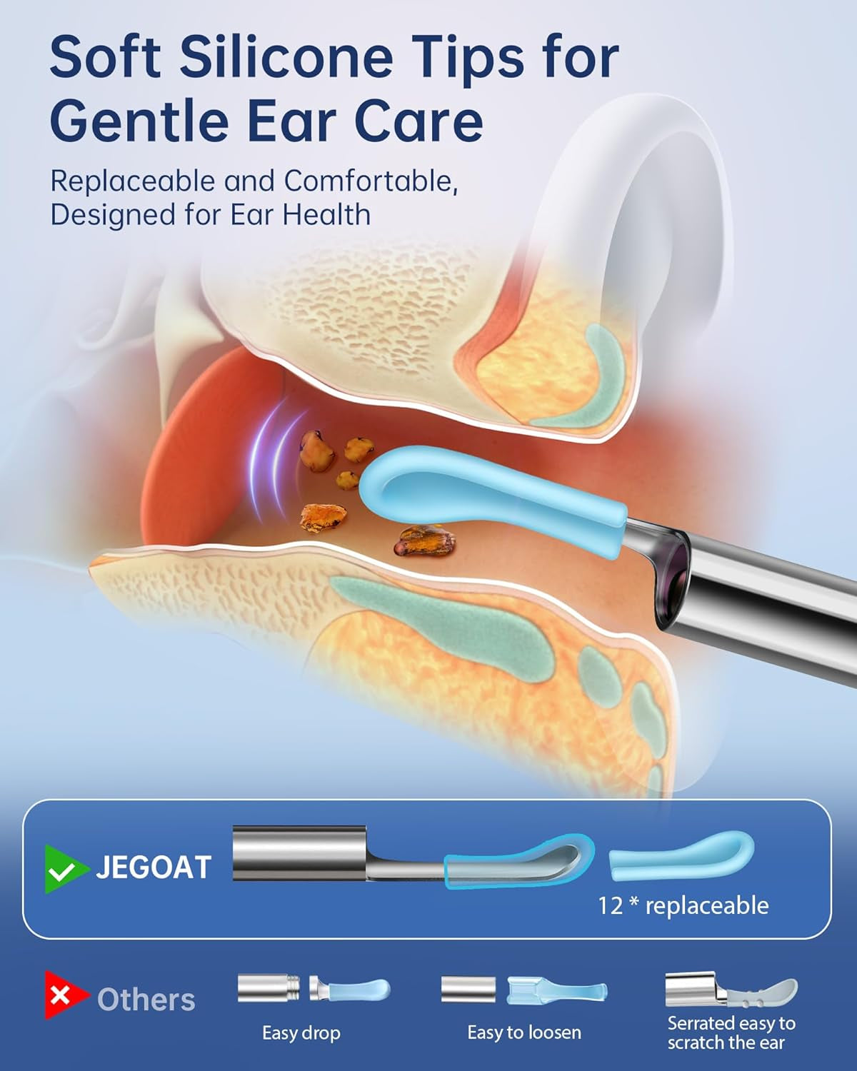 Ear Wax Removal, 1080P HD Scope and 6 LED Lights, Ear Cleaner with Camera, Ear Cleaning Kit - Earwax Remover Tool with 5 Spoon (Onyx)