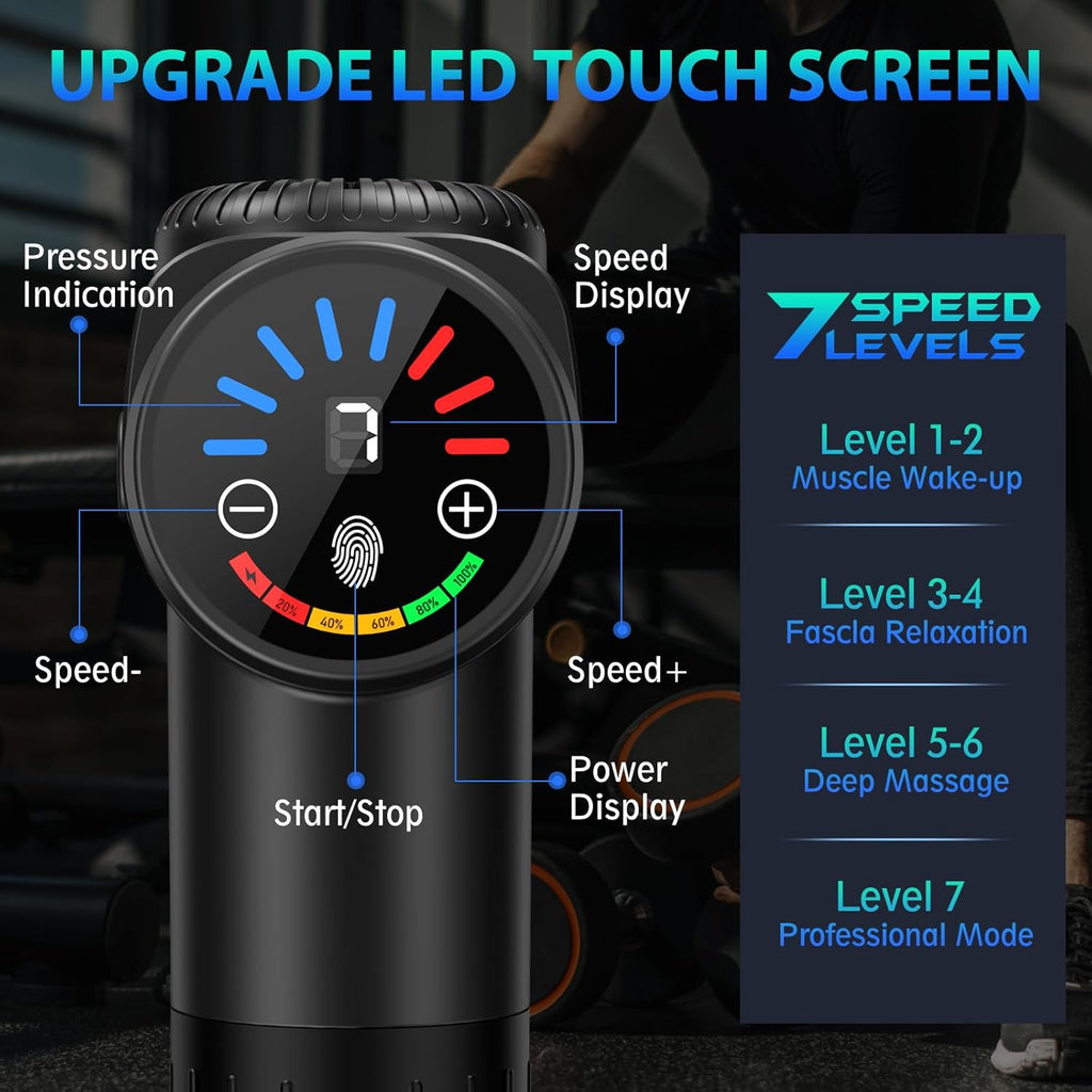 Massage Gun, Deep Tissue Back Massage for Athletes for Pain Relief, Percussion Massager with 10 Massages Heads & Silent Brushless Motor, Fathers Day Dad Gifts, Black