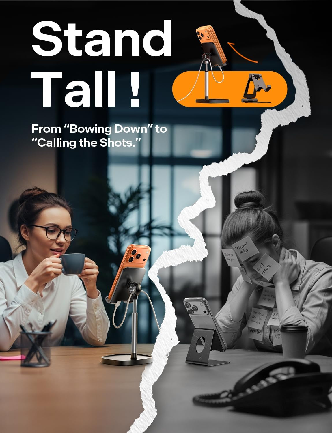 Cell Phone Stand Phone Holder for Desk Office Decor, Office Desk Accessories Women PC Gaming Essentials Iphone Stand Gadgets Men Gift for Father Fit Otterbox Case Switch Ipad Air Tablet 4-10 In